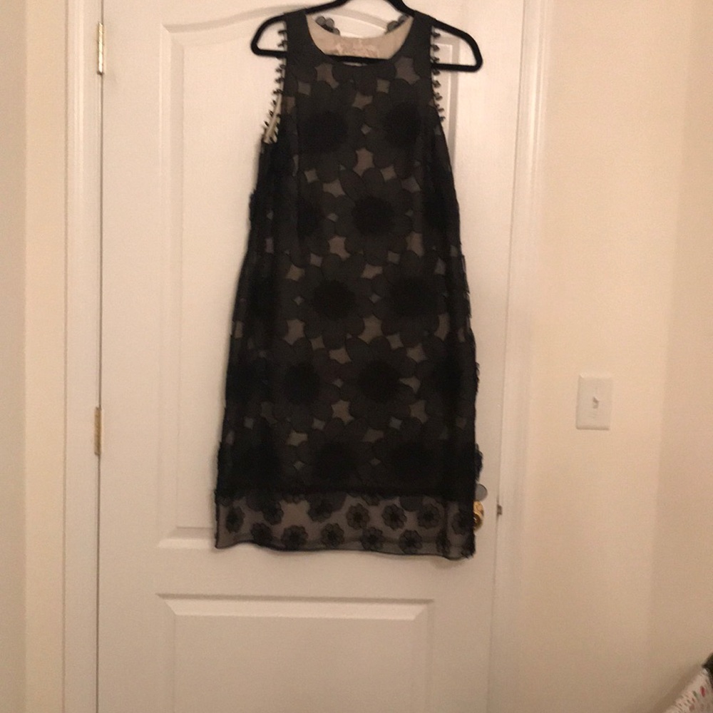 Formal Black dress with flower appliqués